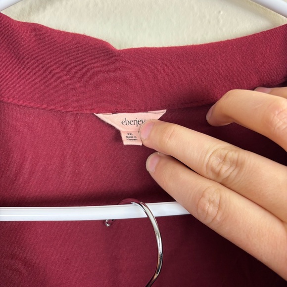 Eberjey Gisele Tencel Modal Long Sleeve Pajama Set Size XXL In Bordeaux Red - Picture 3 of 7